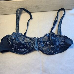 Aubade French Lace Bra Blue Two-Tone Made in France Luxury Lingerie